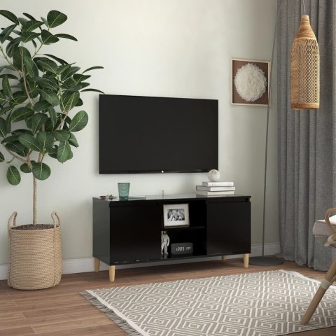 SZAFKA TV Z DREWNIANYMI NÓŻKAMI CZARNA 103,5X35X50CM