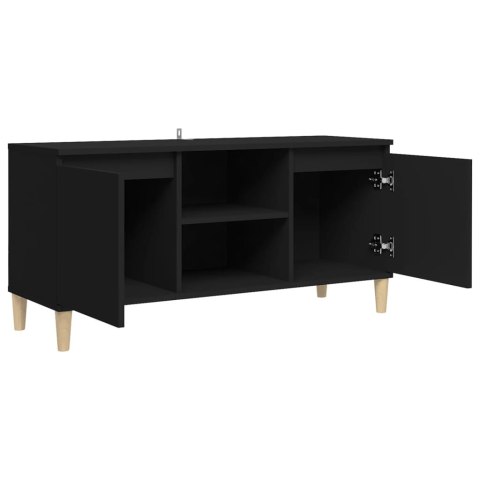 SZAFKA TV Z DREWNIANYMI NÓŻKAMI CZARNA 103,5X35X50CM