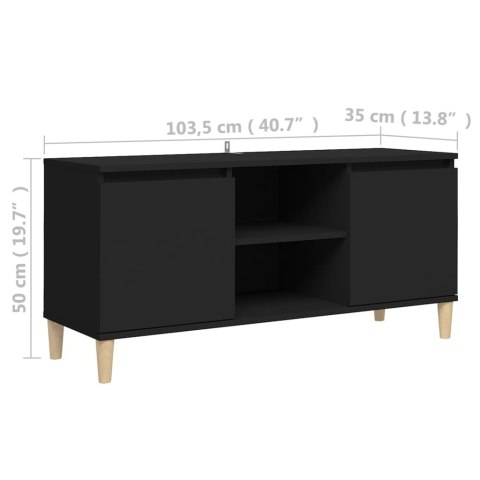 SZAFKA TV Z DREWNIANYMI NÓŻKAMI CZARNA 103,5X35X50CM