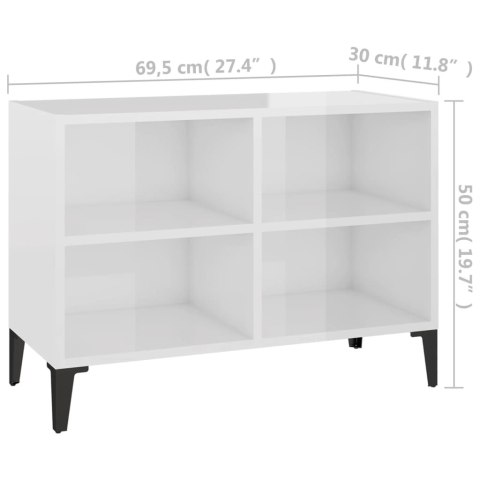SZAFKA TV Z METALOWYMI NÓŻKAMI BIAŁA POŁYSK 69,5X30X50CM