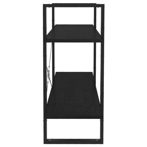 2-POZIOMOWY REGAŁ NA KSIĄŻKI CZARNY 100X30X70CM SOSNOWY