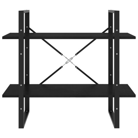 2-POZIOMOWY REGAŁ NA KSIĄŻKI CZARNY 80X30X70CM SOSNOWY