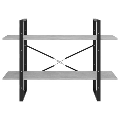 2-POZIOMOWY REGAŁ NA KSIĄŻKI SZAROŚĆ BETONU 100X30X70CM