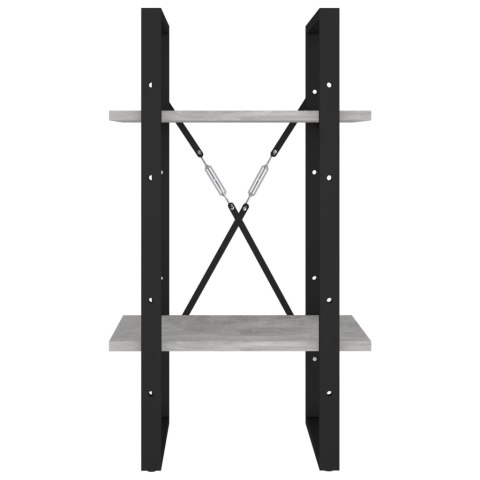 2-POZIOMOWY REGAŁ NA KSIĄŻKI SZAROŚĆ BETONU 40X30X70CM