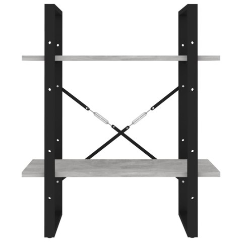 2-POZIOMOWY REGAŁ NA KSIĄŻKI SZAROŚĆ BETONU 60X30X70CM