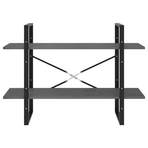 2-POZIOMOWY REGAŁ NA KSIĄŻKI SZARY 100X30X70CM SOSNOWY