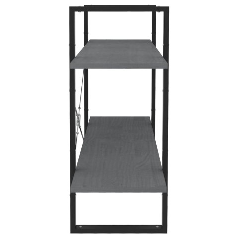 2-POZIOMOWY REGAŁ NA KSIĄŻKI SZARY 100X30X70CM SOSNOWY