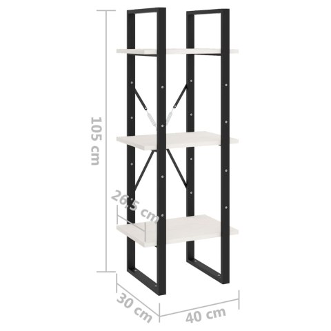 3-POZIOMOWY REGAŁ NA KSIĄŻKI BIAŁY 40X30X105CMLITA SOSNA