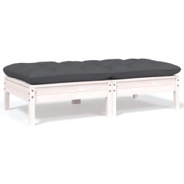 2-OSOBOWA SOFA OGRODOWA Z PODUSZKAMI BIAŁA DREWNO SOSNOWE