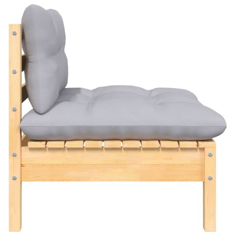 2-OSOBOWA SOFA OGRODOWA Z SZARYMI PODUSZKAMI DREWNO SOSNOWE