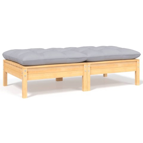 2-OSOBOWA SOFA OGRODOWA Z SZARYMI PODUSZKAMI DREWNO SOSNOWE