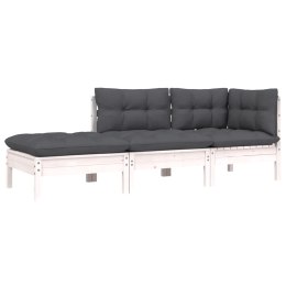 3-CZ. ZESTAW WYPOCZYNKOWY DO OGRODU Z PODUSZKAMI BIAŁY SOSNA