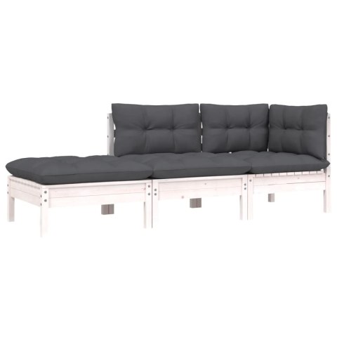 3-CZ. ZESTAW WYPOCZYNKOWY DO OGRODU Z PODUSZKAMI BIAŁY SOSNA