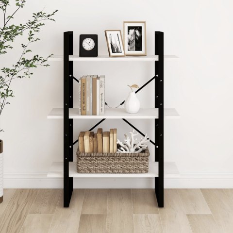 3-POZIOMOWY REGAŁ NA KSIĄŻKI BIAŁY 80X30X105CM SOSNOWY