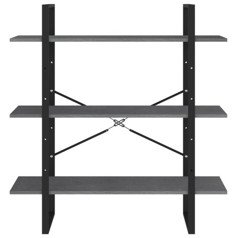 3-POZIOMOWY REGAŁ NA KSIĄŻKI SZARY 100X30X105CM SOSNOWY