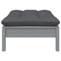 PODNÓŻEK OGRODOWY Z ANTRACYTOWĄ PODUSZKĄ SZARE DREWNO SOSNOWE