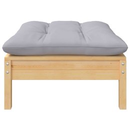 PODNÓŻEK OGRODOWY Z PODUSZKĄ SZARY DREWNO SOSNOWE