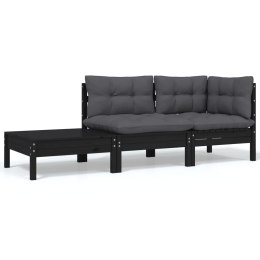 3-CZ. ZESTAW WYPOCZYNKOWY DO OGRODU Z PODUSZKAMI CZARNY