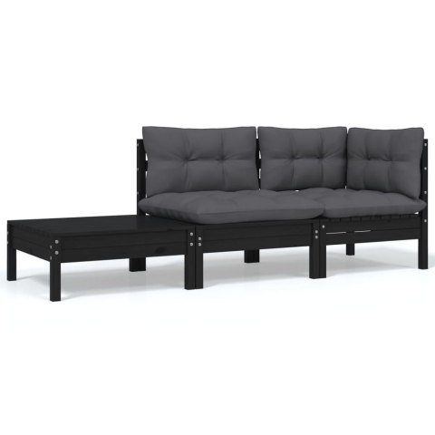 3-CZ. ZESTAW WYPOCZYNKOWY DO OGRODU Z PODUSZKAMI CZARNY