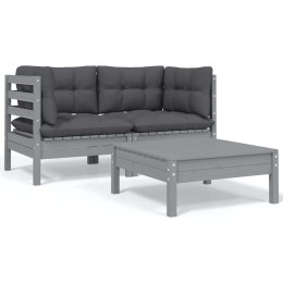 3-CZ. ZESTAW WYPOCZYNKOWY DO OGRODU Z PODUSZKAMI SZARY SOSNA