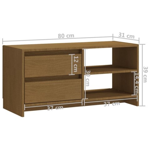 SZAFKA POD TVMIODOWY BRĄZ 80X31X39CM DREWNO SOSNOWE