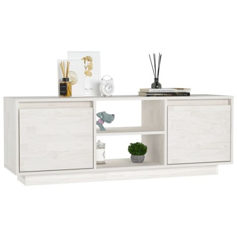 SZAFKA POD TELEWIZOR BIAŁA 110X30X40CM DREWNO SOSNOWE