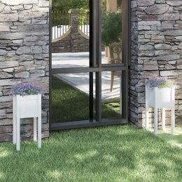 DONICE OGRODOWE 2 SZT. BIAŁE 31X31X70CM DREWNO SOSNOWE