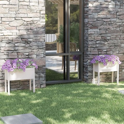 DONICE OGRODOWE 2 SZT. BIAŁE 70X31X70CM DREWNO SOSNOWE