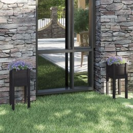 DONICE OGRODOWE 2 SZT. CZARNE 31X31X70CM DREWNO SOSNOWE