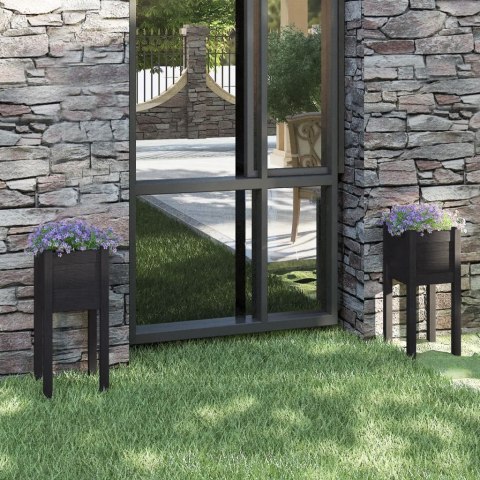 DONICE OGRODOWE 2 SZT. CZARNE 31X31X70CM DREWNO SOSNOWE