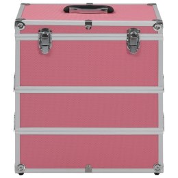 KUFEREK NA KOSMETYKI 37X24X40CM RÓŻOWY ALUMINIOWY
