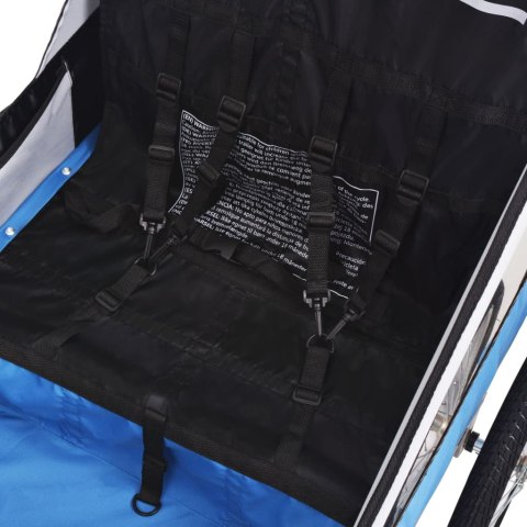 ROWEROWA PRZYCZEPKA DLA DZIECI SZARA I NIEBIESKA 30KG