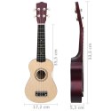 UKULELE SOPRANOWE Z POKROWCEM DLA DZIECI JASNE DREWNO 21"
