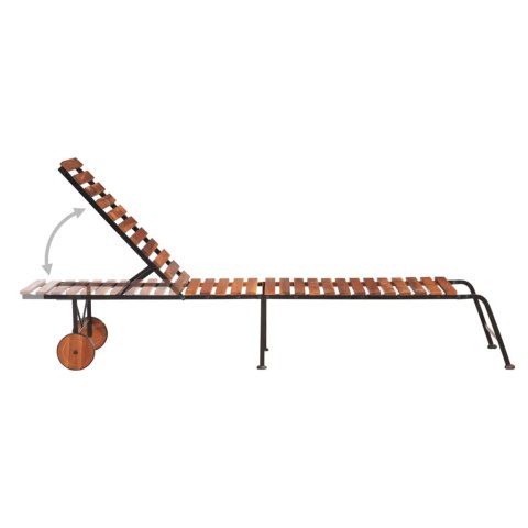 LEŻAK OGRODOWY ZE STALOWYMI NOGAMI DREWNO AKACJOWE