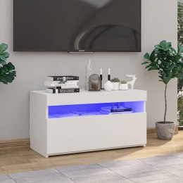 SZAFKA POD TV Z OŚWIETLENIEM LED BIAŁA 75X35X40CM