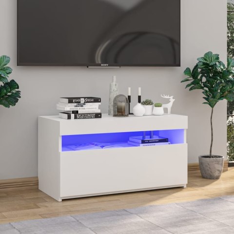 SZAFKA POD TV Z OŚWIETLENIEM LED BIAŁA 75X35X40CM