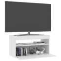 SZAFKA POD TV Z OŚWIETLENIEM LED BIAŁA 75X35X40CM