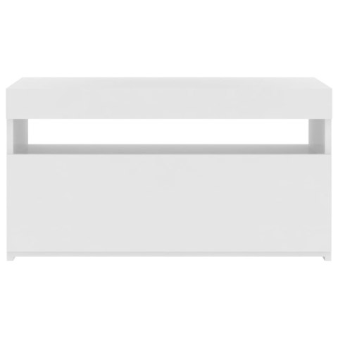 SZAFKA POD TV Z OŚWIETLENIEM LED BIAŁA 75X35X40CM