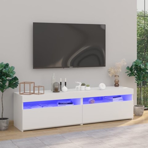 SZAFKI POD TV Z OŚWIETLENIEM LED 2 SZT BIAŁE 75X35X40CM