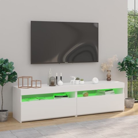 SZAFKI POD TV Z OŚWIETLENIEM LED 2 SZT BIAŁE 75X35X40CM