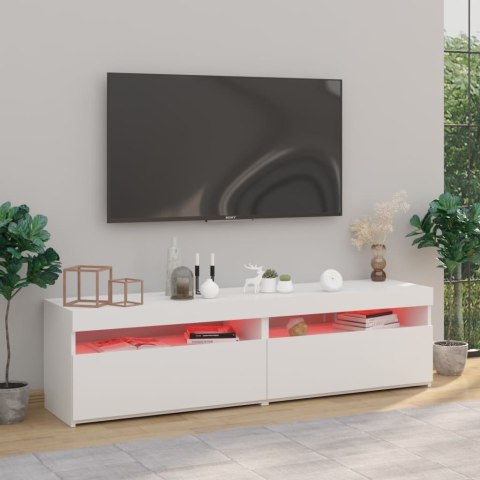 SZAFKI POD TV Z OŚWIETLENIEM LED 2 SZT BIAŁE 75X35X40CM