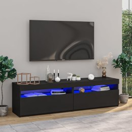 SZAFKI POD TV Z OŚWIETLENIEM LED 2 SZT CZARNE 75X35X40CM