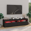 SZAFKI POD TV Z OŚWIETLENIEM LED 2 SZT CZARNE 75X35X40CM