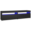 SZAFKI POD TV Z OŚWIETLENIEM LED 2 SZT CZARNE 75X35X40CM
