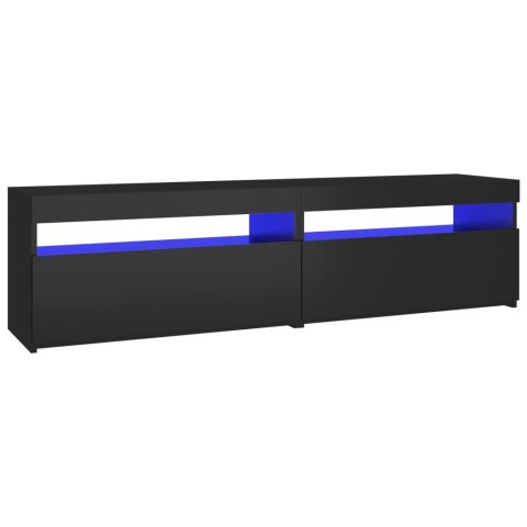SZAFKI POD TV Z OŚWIETLENIEM LED 2 SZT CZARNE 75X35X40CM