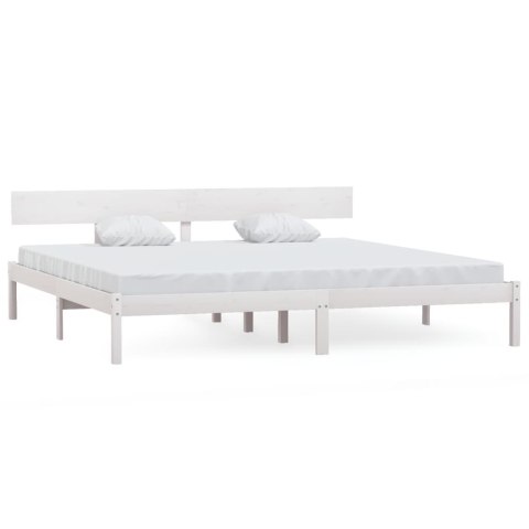 RAMA ŁÓŻKA BIAŁA DREWNO 180X200CM SUPER KING