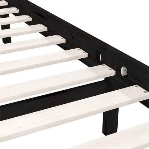 RAMA ŁÓŻKA CZARNA DREWNO SOSNOWE 200X200CM