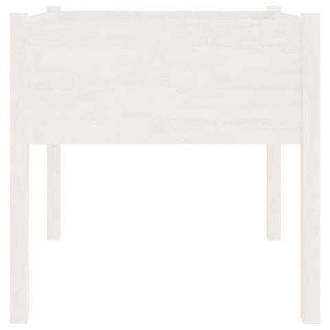 DONICA OGRODOWA BIAŁA 70X70X70CM LITE DREWNO SOSNOWE