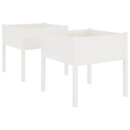 DONICE OGRODOWE 2 SZT. BIAŁE 70X70X70CM DREWNO SOSNOWE