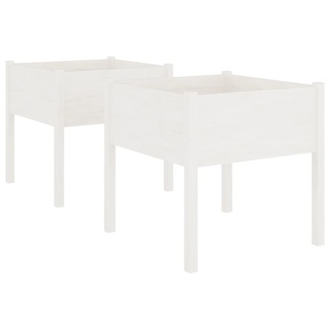 DONICE OGRODOWE 2 SZT. BIAŁE 70X70X70CM DREWNO SOSNOWE